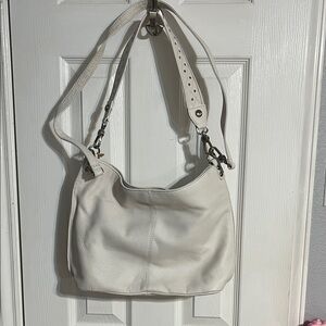 Elegant Cream Leather HOBO Shoulder Bag
